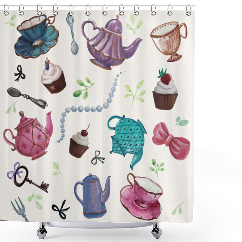 Personality  Elegant Tea Time Set. Shower Curtains