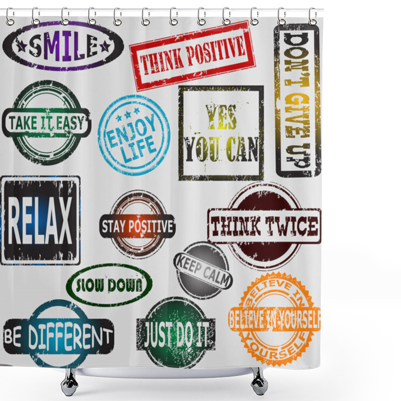 Personality  Motivation And Positive Thinking Messages Rubber Stamps Set Shower Curtains