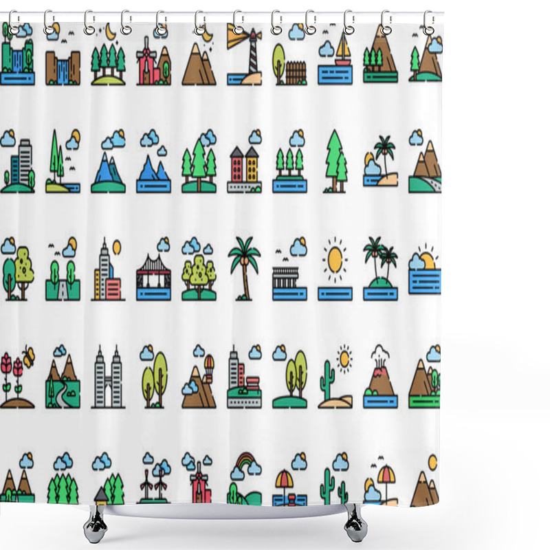 Personality  Landscape Icons High-Quality Vector Icons Collection With Editable Stroke. Ideal For Professional And Creative Projects. Shower Curtains