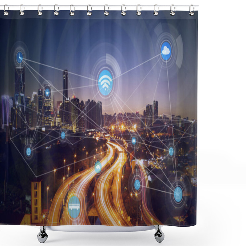 Personality  Smart City And Wireless Communication Concept Shower Curtains