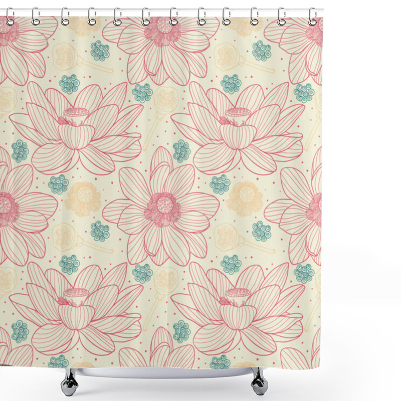 Personality  Water Lilies Beautiful Seamless Pattern Shower Curtains