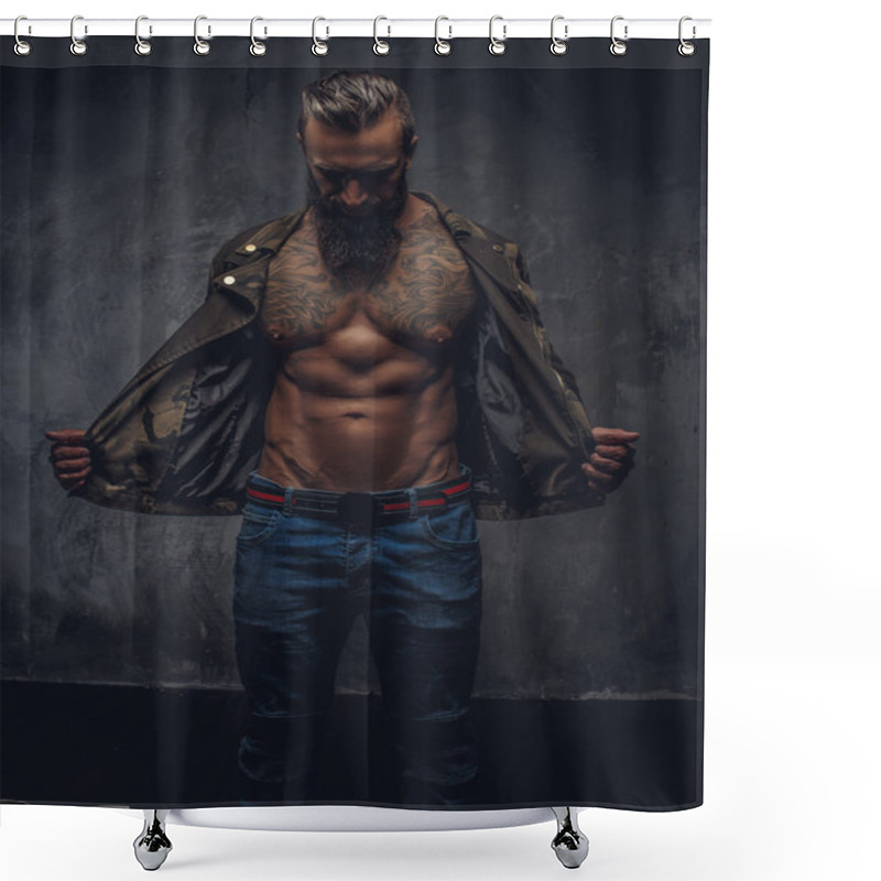 Personality  Modern Bearded Male In Casual Jacket Shower Curtains