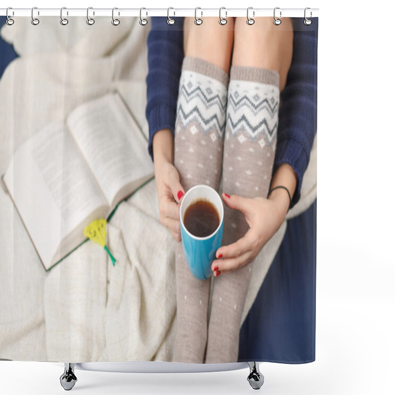 Personality  Female Legs In Warm Woolen Socks Shower Curtains