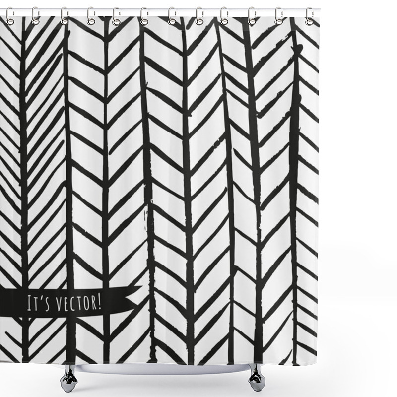 Personality  Black And White Chevron Paint. Shower Curtains