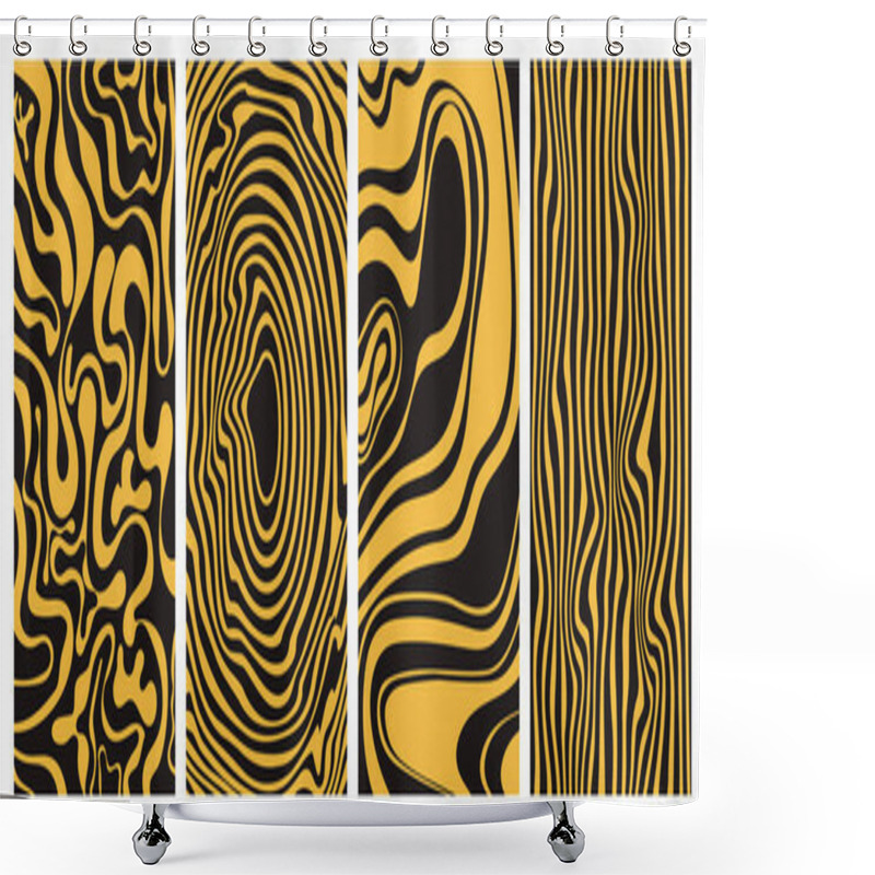 Personality  Groovy Hippie 70s Vector Backgrounds Set. Chessboard And Twisted Patterns. Shower Curtains