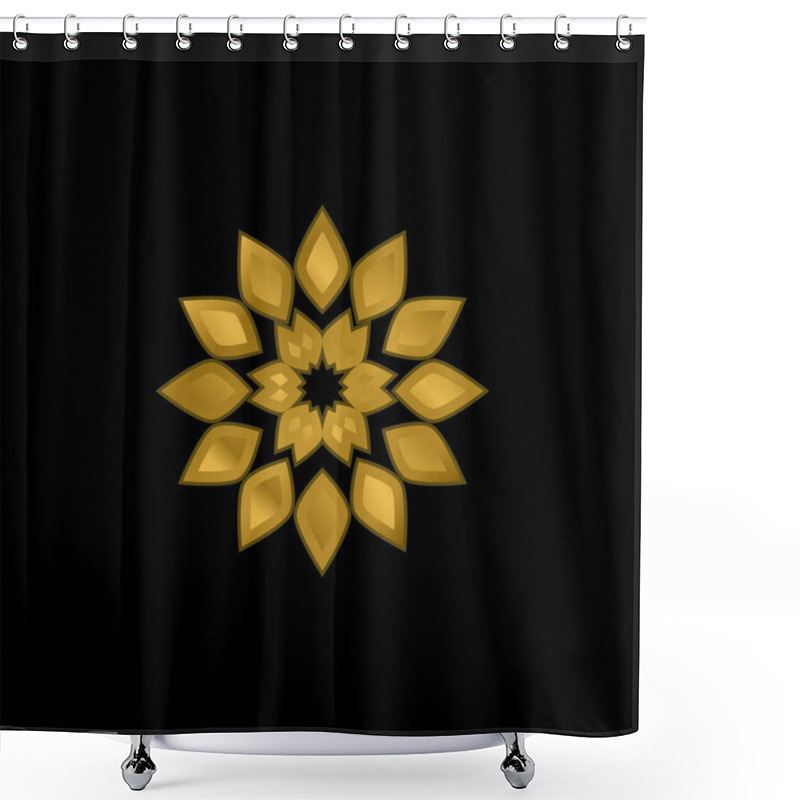 Personality  Big Flower Gold Plated Metalic Icon Or Logo Vector Shower Curtains