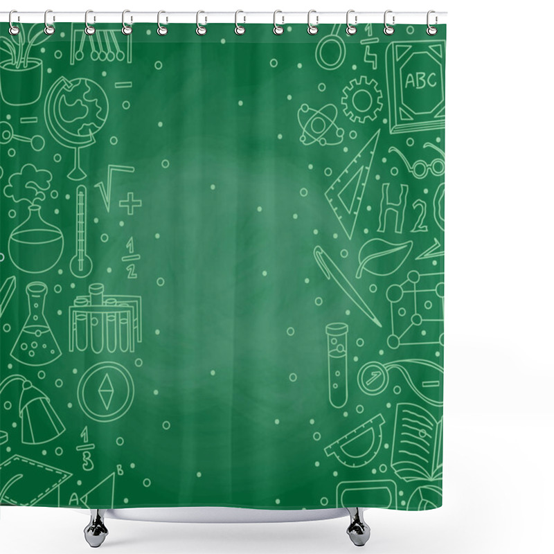 Personality  Welcome Back To School Hand Drawn Supply Doodles Background. Vector Illustration Of Cartoon Back To School Supplies. Back To School Banner From Set Of Cartooning Icons Of Education, Science Objects Shower Curtains