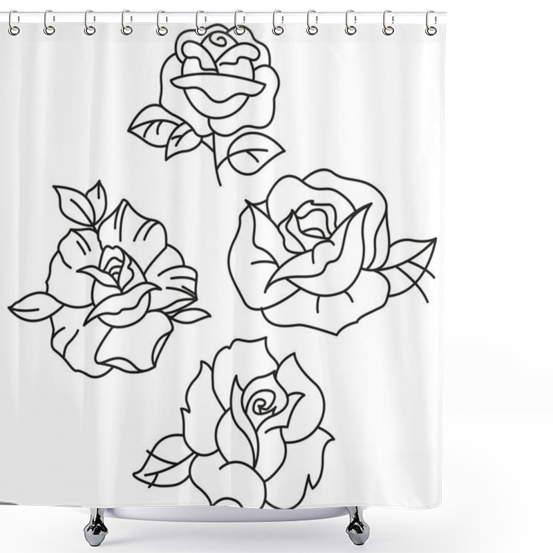 Personality  Traditional Tattoo Roses Shower Curtains