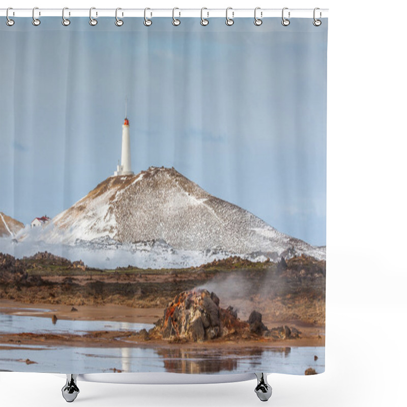 Personality  White Lighthouse Shower Curtains