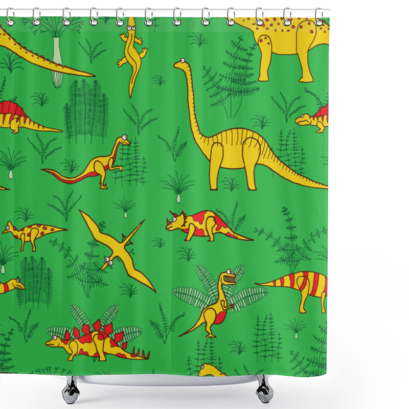 Personality  Dinosaurs And Trees Shower Curtains