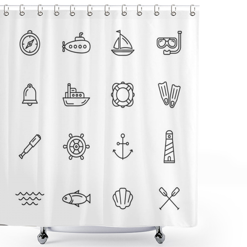 Personality  Nautical Line Icons Shower Curtains