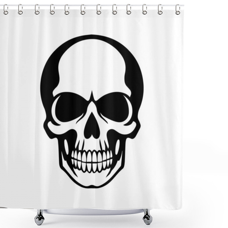 Personality  Skull Silhouette, Isolated On White Background. Halloween Silhouette Black Skull Logo - For Scary Design Or Decor. Vector Illustration, Traditional Halloween Decorative Element. Shower Curtains