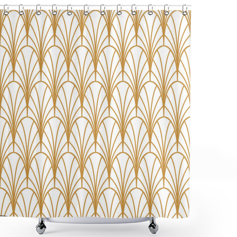 Personality  Abstract Decorative Tile. Geometric Ginkgo Seamless Pattern. Floral Background. Shower Curtains