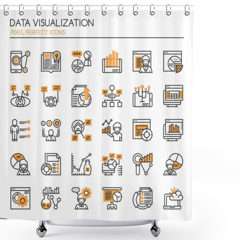 Personality  Data Visualization Elements , Thin Line And Pixel Perfect Icon Shower Curtains