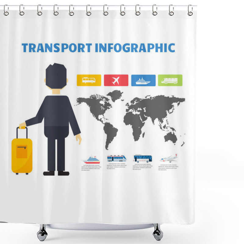 Personality  Transport Infographic Vector. Shower Curtains