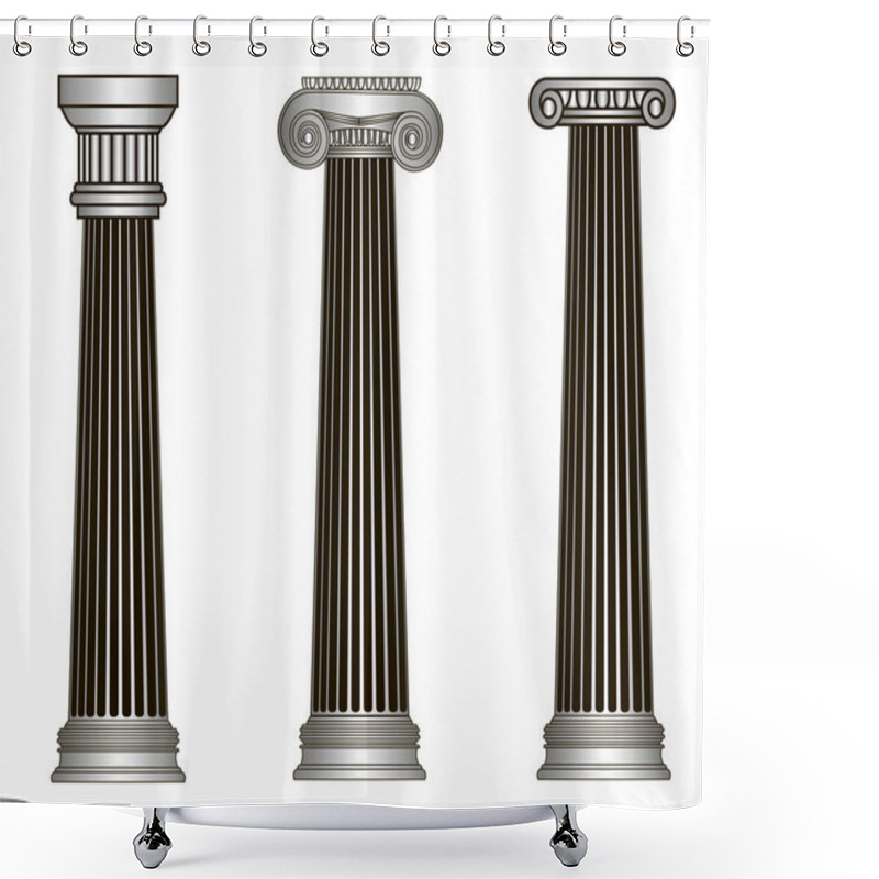 Personality  Old-style Greece Column. Eps10 Vector Illustration Shower Curtains