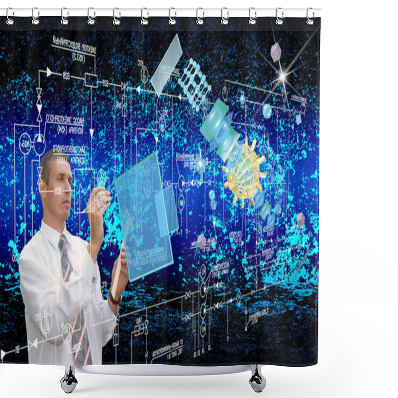 Personality  Cosmic Digital Connection Technology.Communication Shower Curtains