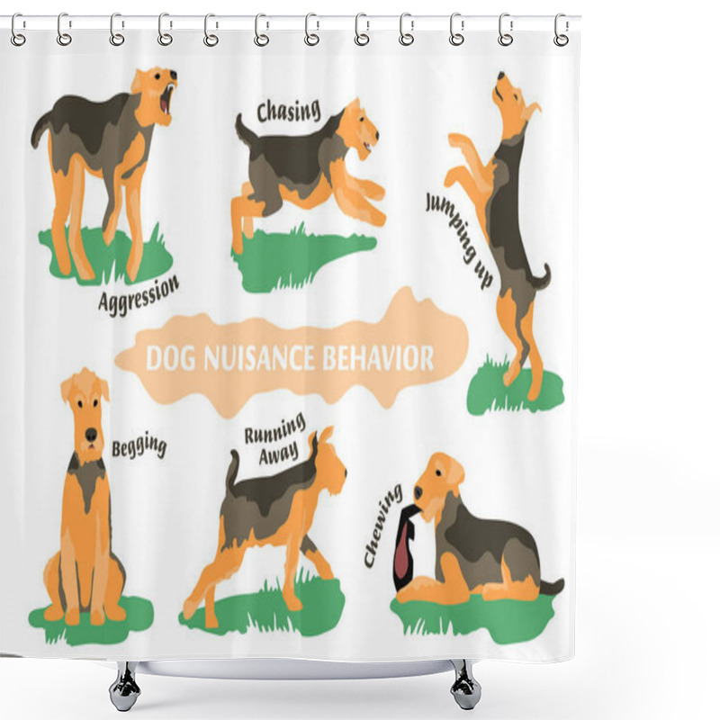 Personality  Dog Behavior Problems Icons Set Shower Curtains