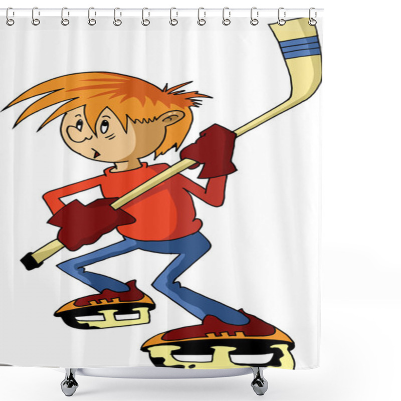 Personality  Boy Ice Hockey Player Shower Curtains