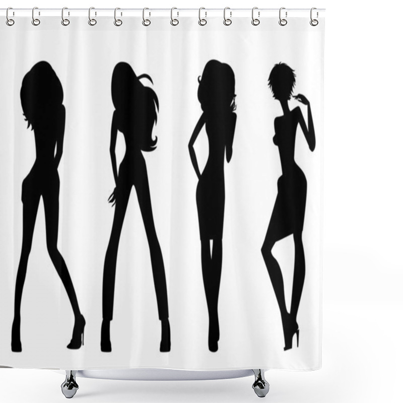 Personality  Fashion Model Silhouettes Shower Curtains