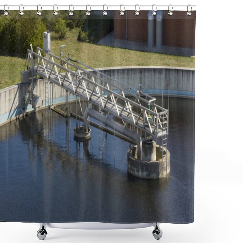 Personality  Bridge In The Secondary Clarifier Of A Sewage Plant Shower Curtains