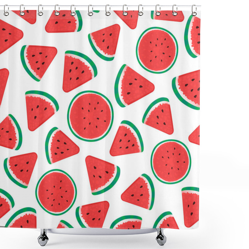 Personality  Watermelon Seamless Pattern Surface Design. Vector Illustration Isolated On White Shower Curtains