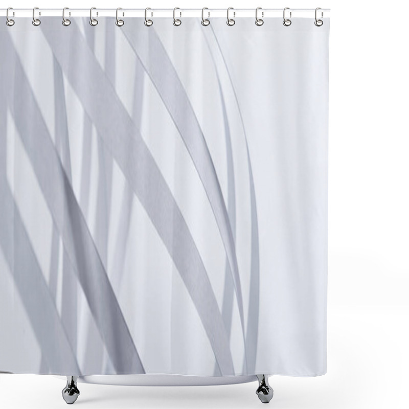 Personality  Close Up View Of Paper Stripes Isolated On White, Panoramic Shot Shower Curtains