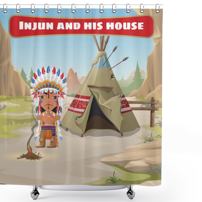 Personality  The Leader Of The Indians With Tepee Shower Curtains