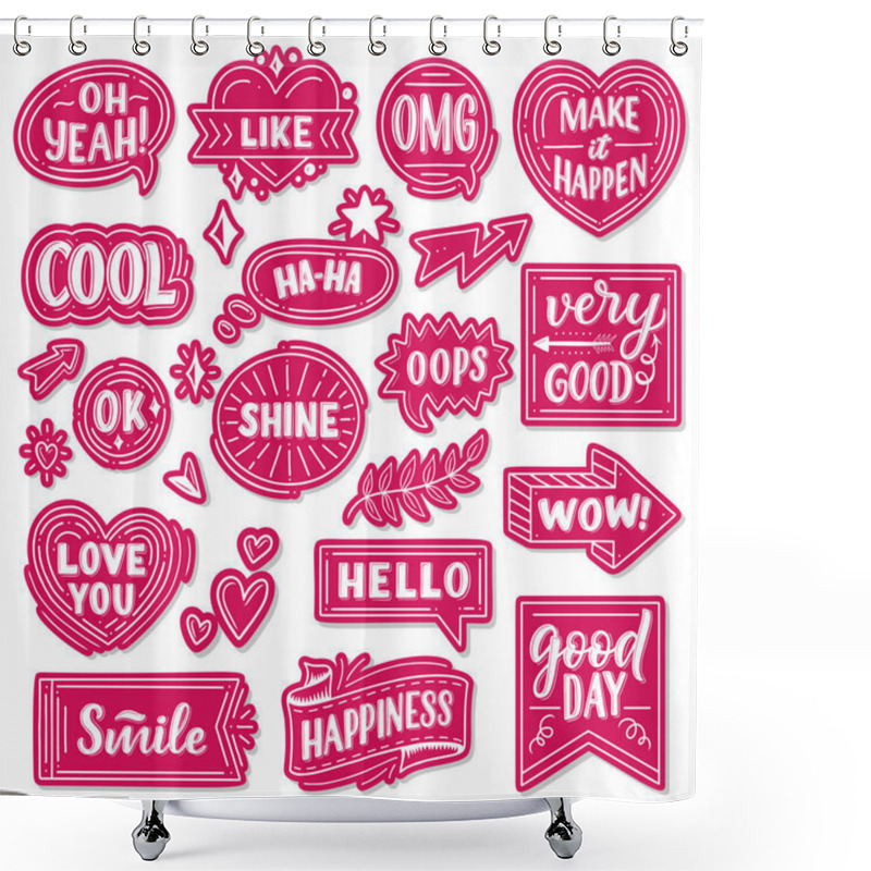 Personality  Paper Icon And Signs Words And Exclamations Vector Shower Curtains