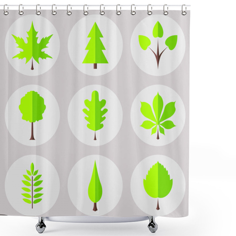 Personality  The Set Of Nature Icons Shower Curtains