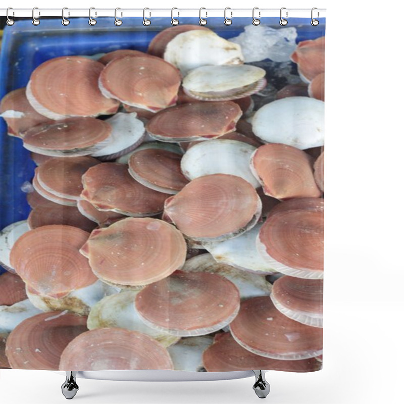 Personality  Fresh Scallop For Cooking In The Market. Shower Curtains