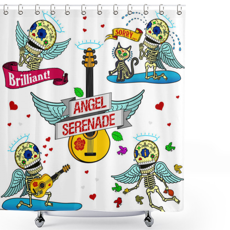 Personality  Funny Skeletons. Angel Serenade. Shower Curtains