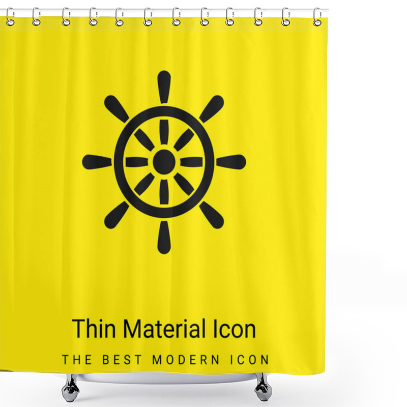 Personality  Boat Wheel Control Tool Minimal Bright Yellow Material Icon Shower Curtains