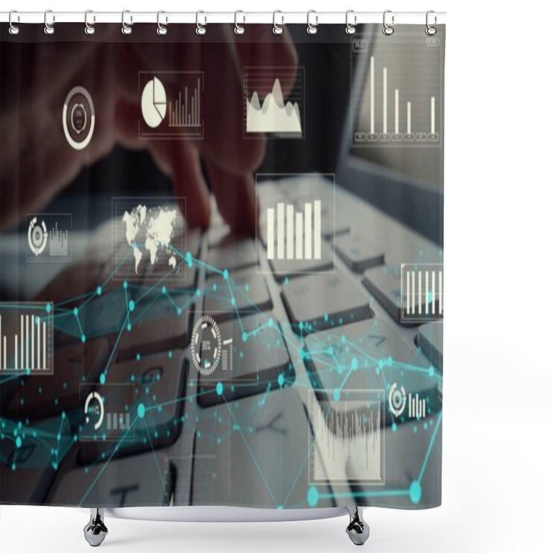 Personality  Creative Visual Of Business Big Data And Finance Analysis On Computer Shower Curtains