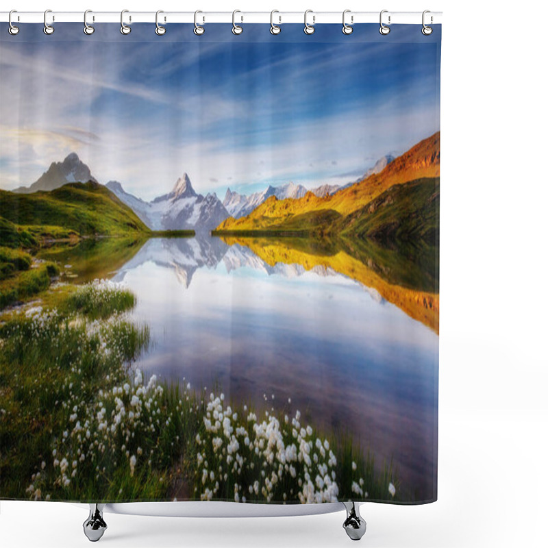 Personality  Great View Of Mt. Schreckhorn And Wetterhorn Above Bachalpsee Lake. Dramatic And Picturesque Scene. Popular Tourist Attraction. Location Place Swiss Alps, Grindelwald Valley, Europe. Beauty World. Shower Curtains