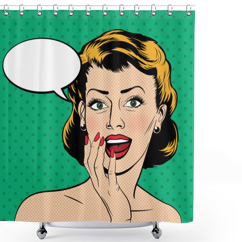 Personality  Vector Surprised Woman In The Pop Art Comics Style Shower Curtains