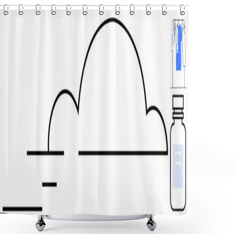 Personality  Cloud Outline Symbolizing Remote Data Storage In Healthcare, IV Drip Stand With Patient Gown, And Medication Bottle. Ideal For Telemedicine, Data Management, Patient Care, Online Consultations Shower Curtains