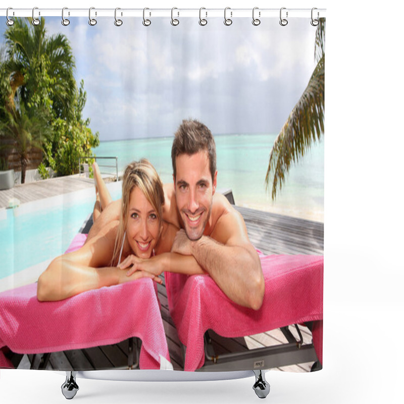 Personality  Relaxation Time By The Pool Shower Curtains