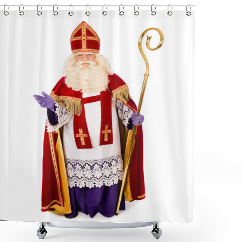 Personality  Sinterklaas On White Background. Full Length Shower Curtains