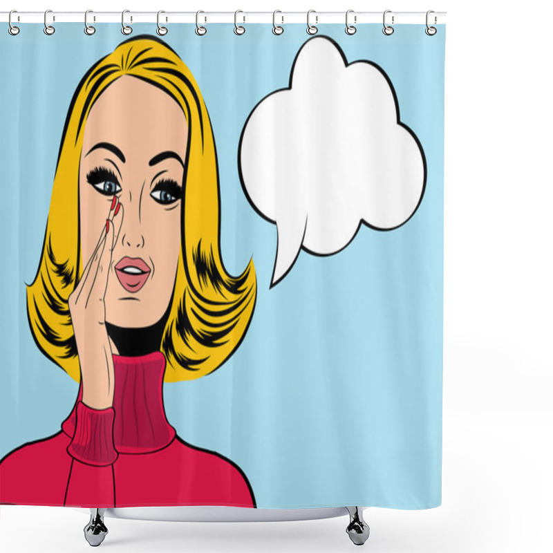 Personality  Pop Art Cute Retro Woman In Comics Style With Message Shower Curtains