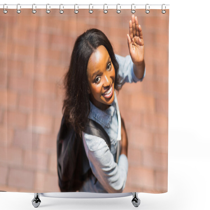 Personality  Student Waving Goodbye Shower Curtains