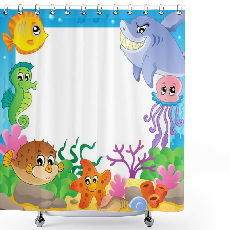 Personality  Frame With Underwater Animals 2 Shower Curtains