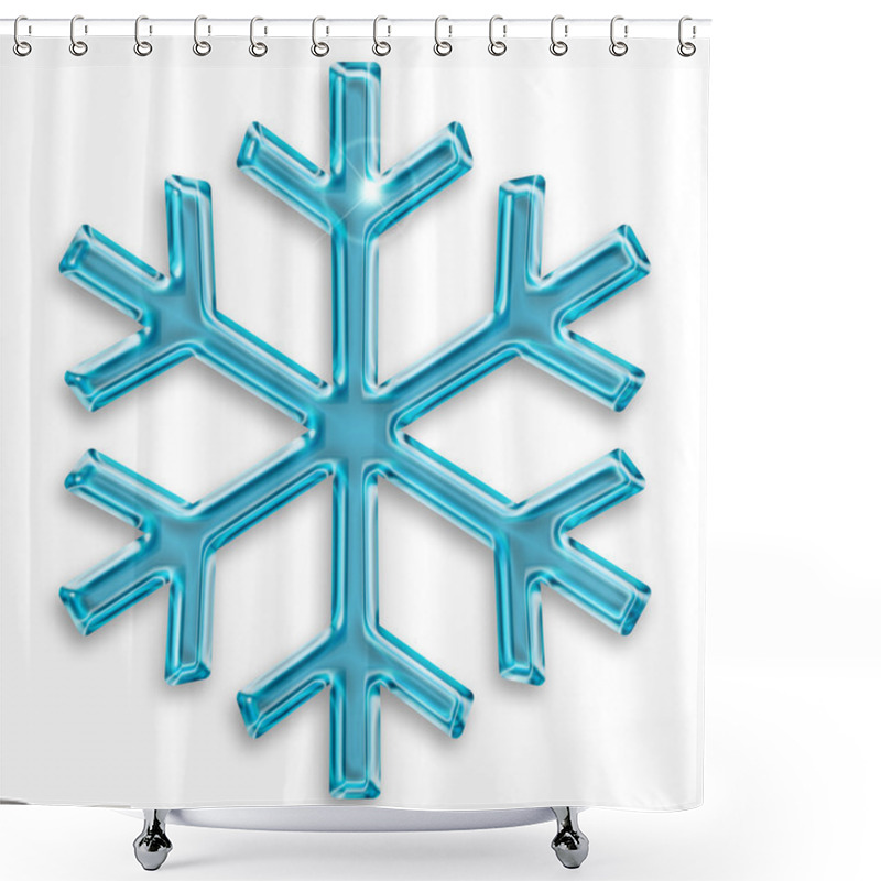 Personality  Glassy Blue Snowflake Isolated On White Background Shower Curtains