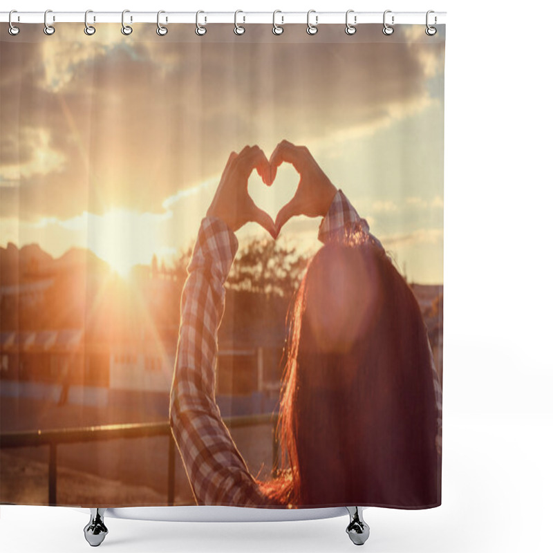 Personality  Young Female Traveler Sitting On The Pier And Enjoying Beautiful Shower Curtains