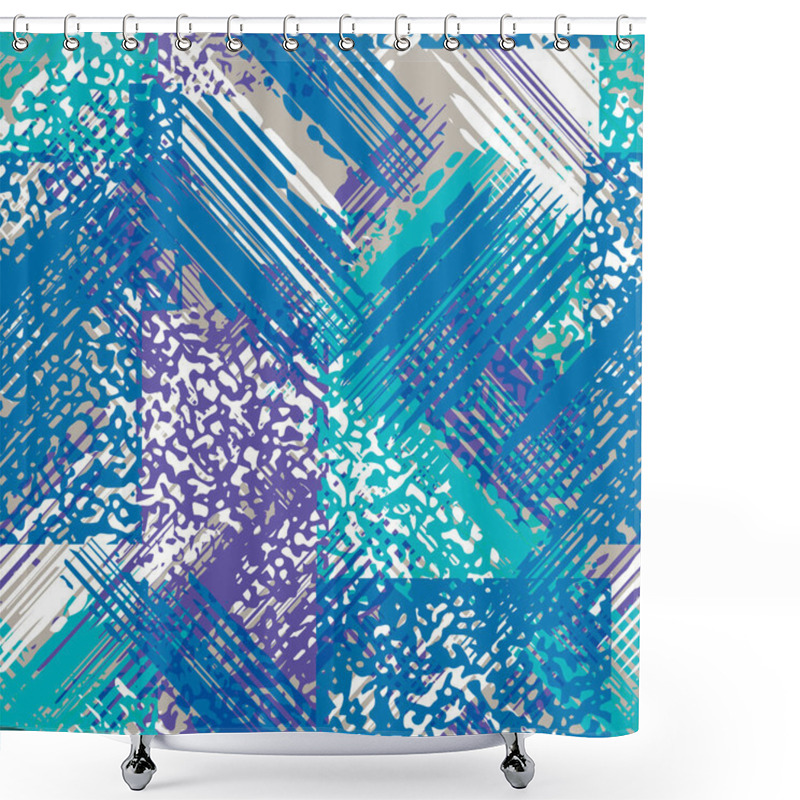 Personality  Abstract Grunge Seamless Chaotic Pattern With Brushstrokes. Urban Winter Camouflage Texture. Shower Curtains