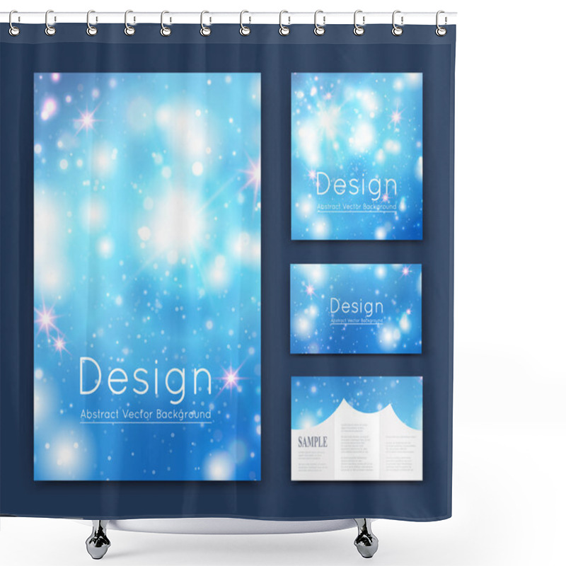 Personality  Abstract Composition, Business Card Set, Event Info Text, Elegant Font Texture, Blue Brochure Title Sheet, Creative Cracker Figure Icon, Shiny Dots Flare, Sale Flyer Fiber, Glory EPS10 Banner Form Shower Curtains