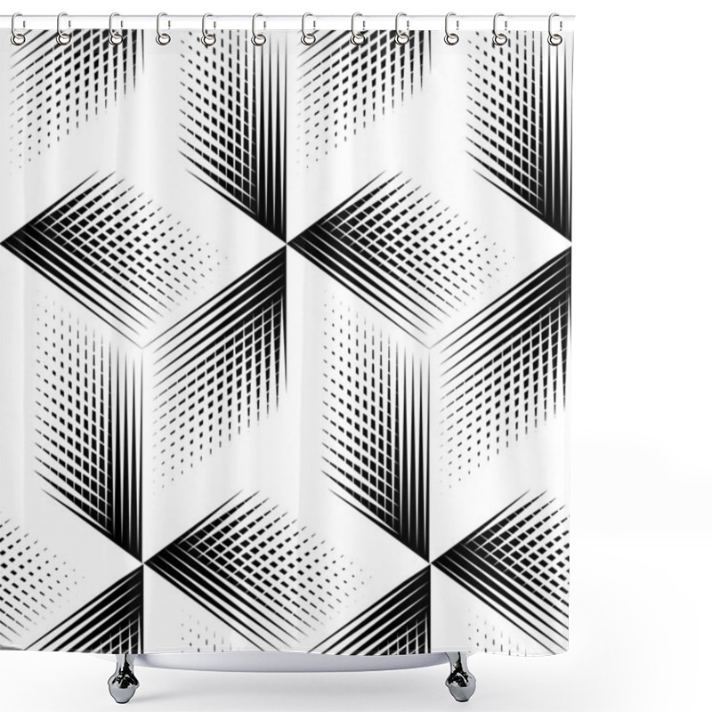 Personality  Pattern With Three-dimensional Geometric Figures. Shower Curtains