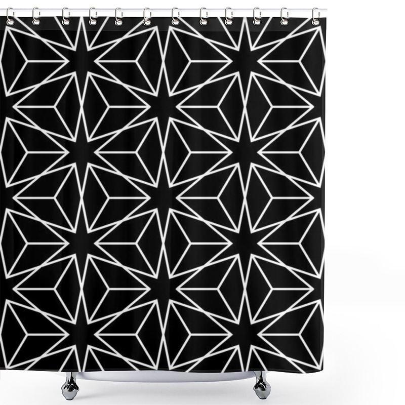 Personality  Vector Modern Seamless Sacred Geometry Pattern, Black And White Abstract Geometric Background, Pillow Print, Monochrome Retro Texture, Hipster Fashion Design Shower Curtains