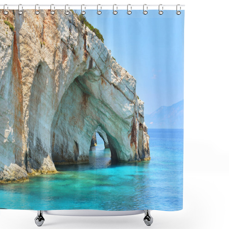 Personality  Blue Caves On Zakynthos Island Shower Curtains