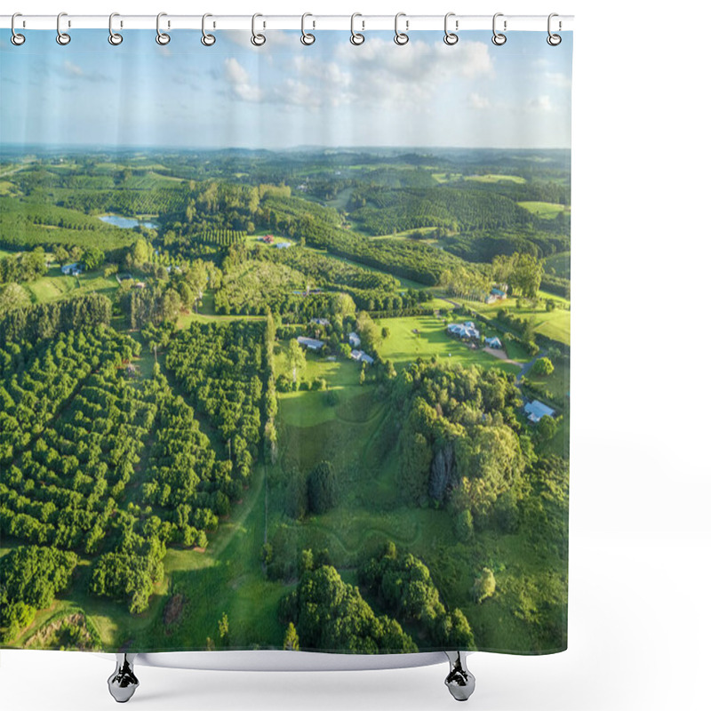 Personality  Aerial View Of Australian Countryside At Sunset Shower Curtains